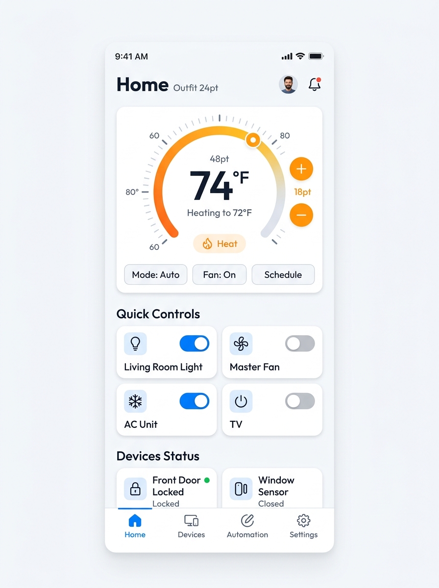 Smart Home Control App Interface